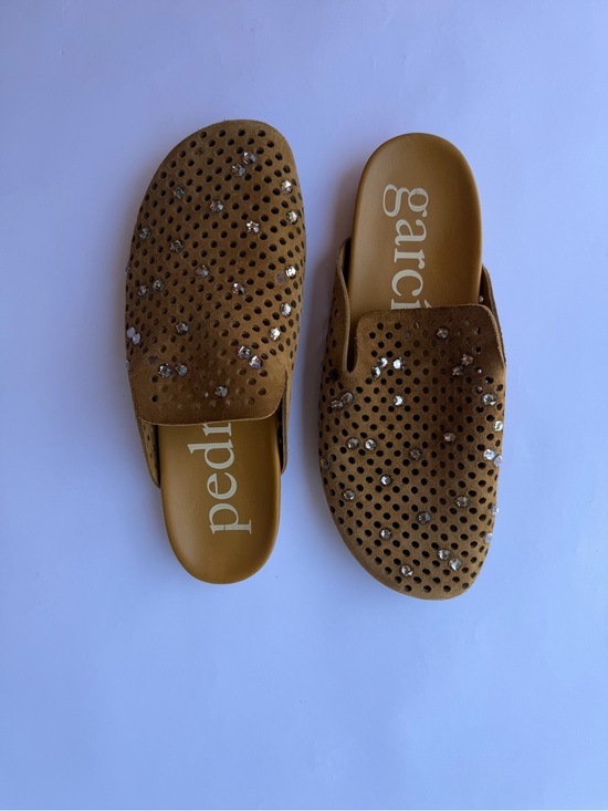Pedro Garcia Shoes - Pedro Garcia Tan Suede Crystal-Studded Slip-On Mules